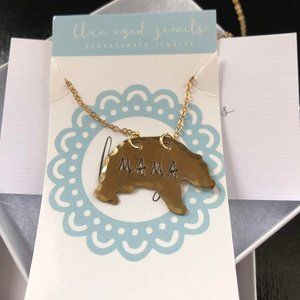 Hand-stamped Mama Bear Necklace